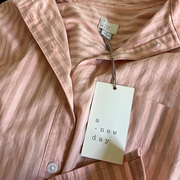 A New Day Women's Coral Long Sleeve Oversized Button Down Shirt - Medium - NWT - Picture 4 of 11
